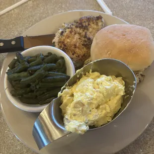 grilled chicken breast meal with green beans and potato salad!