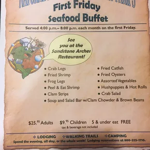 Monthly seafood buffet