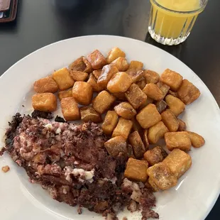 Corned beef hash and hash browns