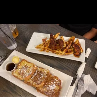 French toast and Chicken and Waffles