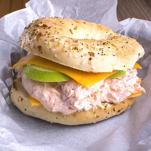 Eli Schlemeli - bagel with smoked trout dip, apple and cheese
