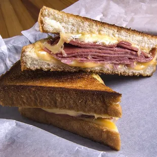 Tommy Salami -- fried bologna, salami, butterkase, picked onion, mustard aioli