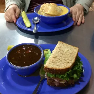 Ronald Reagan soup, 1/2 River Bottom sandwich with cheesy hash brown soup!!