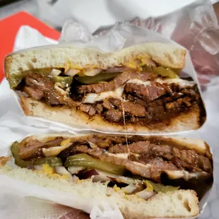 two halves of a sandwich
