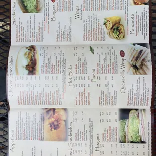 Menu as of September 2014