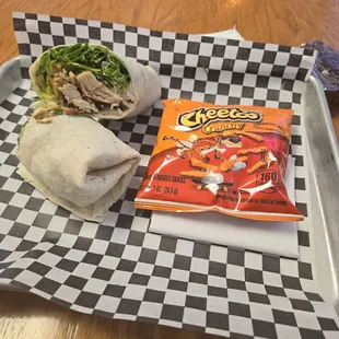 Mediterranean wrap with cheetos