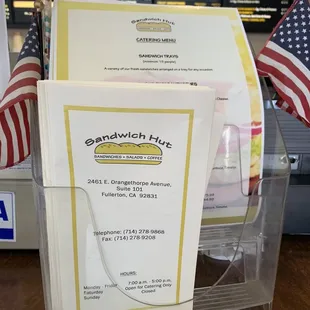 a menu for a sandwich