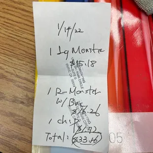 This is what they gave me when i asked for an receipt