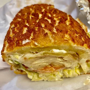 Dutch crunch roll chicken sandwich