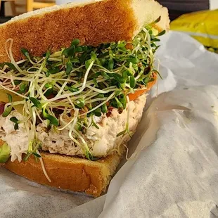 Tuna, alfalfa, pickles, avocado, sourdough bread toasted