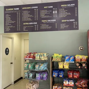 menus and prices on the wall