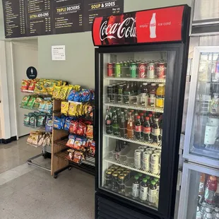 Chips and drinks selection