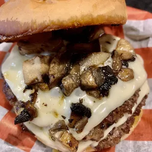 Double Mushroom and Swiss Burger