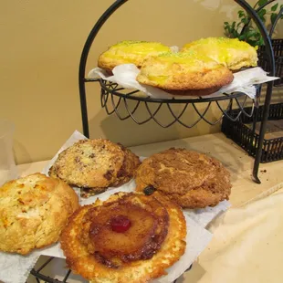 a variety of pastries on a table