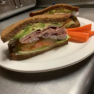 Ham and Swiss  with avocado with free add ons. Yummy