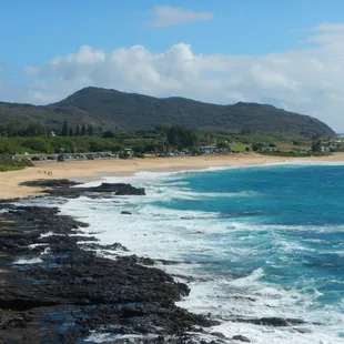 View of Sandy Beach Park from the Halona Blowhole.