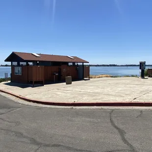 Bathrooms closest to the water.