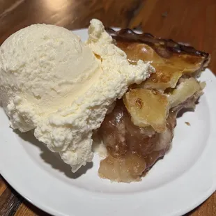 Scratch made apple pie with vanilla ice cream
