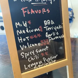 Wing FLAVORS!!  Try the Volcano if you dare..!