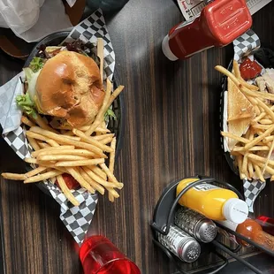 Jug burger and fries