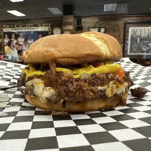 Brisket Chili Cheese Burger
