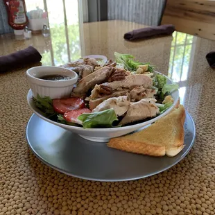 Strawberry pecan salad with chicken