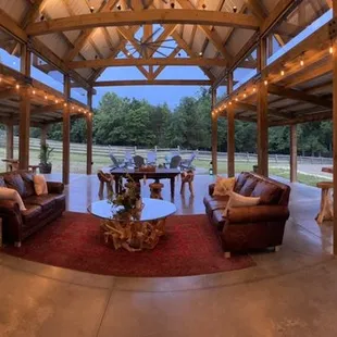 the inside of a barn