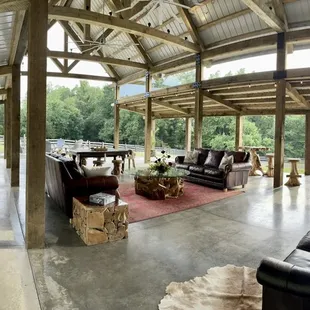 open living area and outdoor dining area