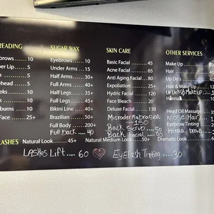 Price List and Services