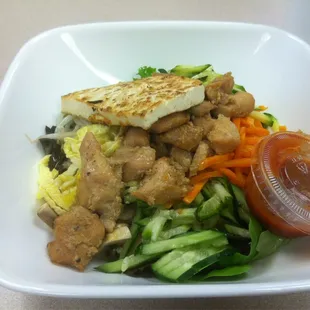 Chicken bibimbap with additional tofu.