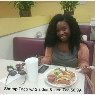 Shrimp Taco w/ 2 sides &amp; Iced Tea $6.99