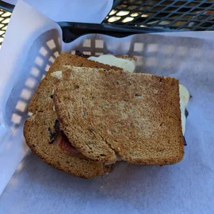 a sandwich in a basket