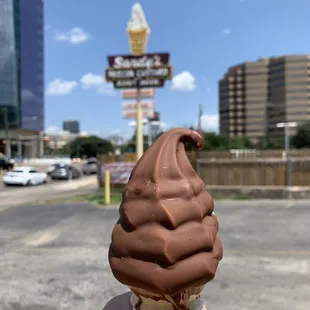 a hand holding an ice cream cone