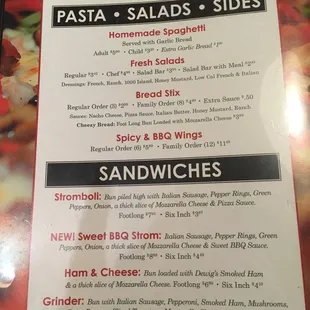 Pizza, beer, pasta, sandwiches, and new items: Hawaiian Pizza and Christmas Tree Pizza.