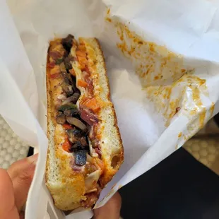 Roasted mushroom Muffuletta