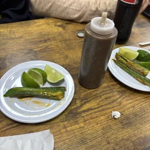 Free grilled Jalapeño peppers and lime... delicious!