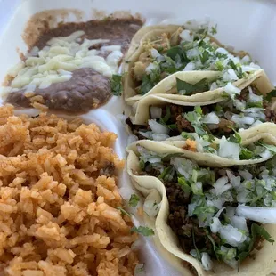 Pork, beef and Chicken street tacos