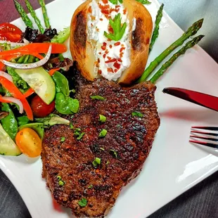 a steak and vegetables