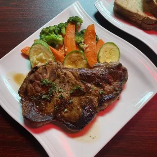 New York Steak with Sautéed Vegetables