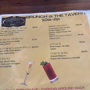 Brunch menu