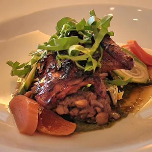 Marinated and grilled quail over sorel 5/14/2024 7-course tasting menu