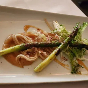 Charred Asparagus with rutabaga puree 5/14/2024 7 course tasting menu