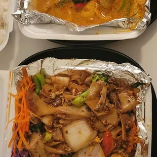 Take-out: Drunken Noodles (bottom) &amp; Pad Pet (top)