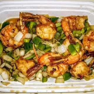 Grilled Large Shrimp with Fresh Garlic and Pepper