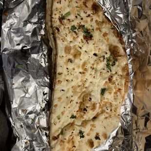 a piece of bread wrapped in foil