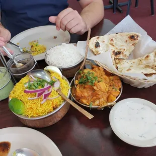 Goat biryani &amp; chicken vindaloo.
