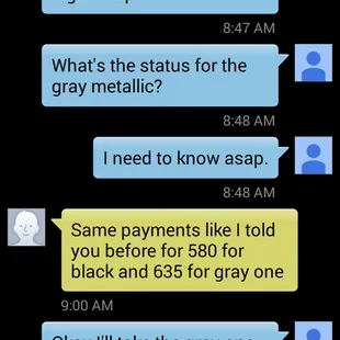 This was the text message with Surinder.His floor manager tried to ripped me off.