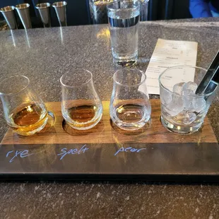 four glasses of alcohol