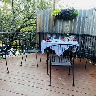 Outdoor seating is covered and lovely
