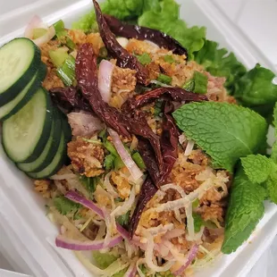 Nam khao!!! Too crunchy but the flavor is one of the best I had so far.